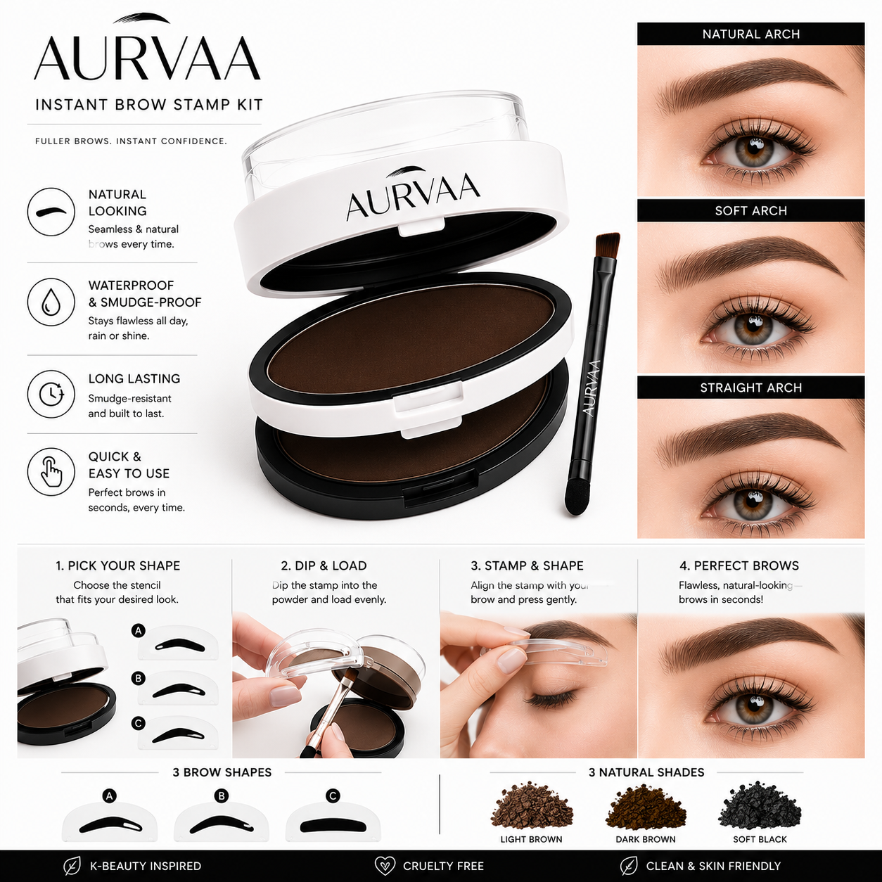 Aurvaa 5 sec Eyebrow stamp kit