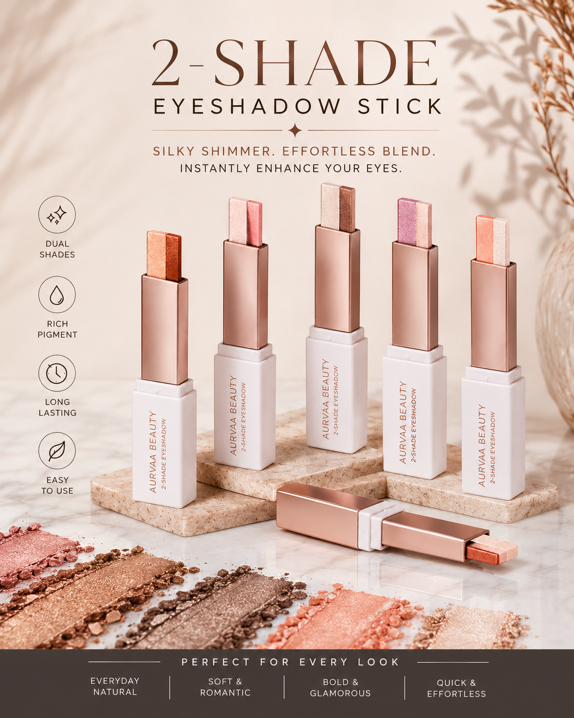 Dual colour waterproof eyeshadow stick